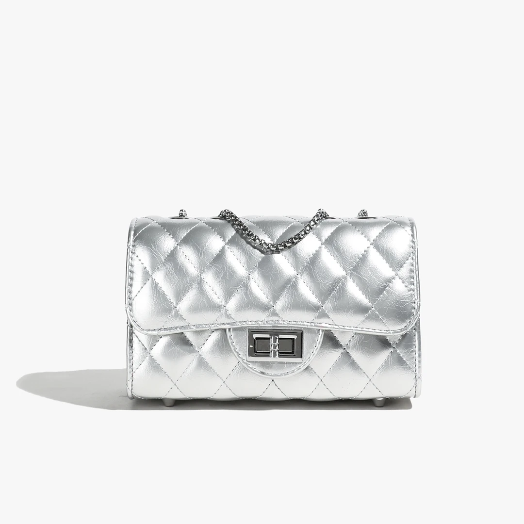 单肩包经典百搭女士斜跨时尚韩版洋气 休闲简约ins通勤 8928银