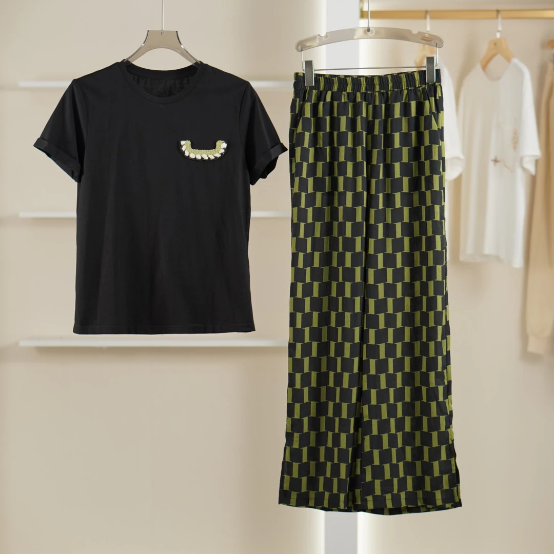 麦迪尚品 5042377 棉简约T恤阔腿裤套装夏季女装品牌专柜正品