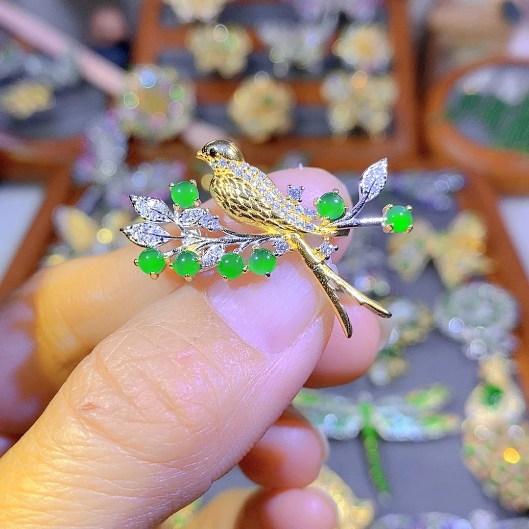 颈饰银S925镶嵌翡翠