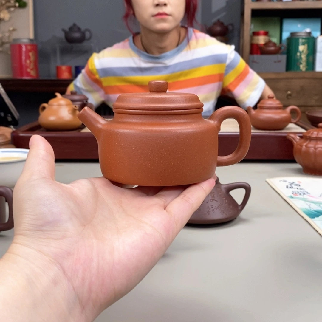 秋***风茶壶紫砂红降坡德钟半手190cc