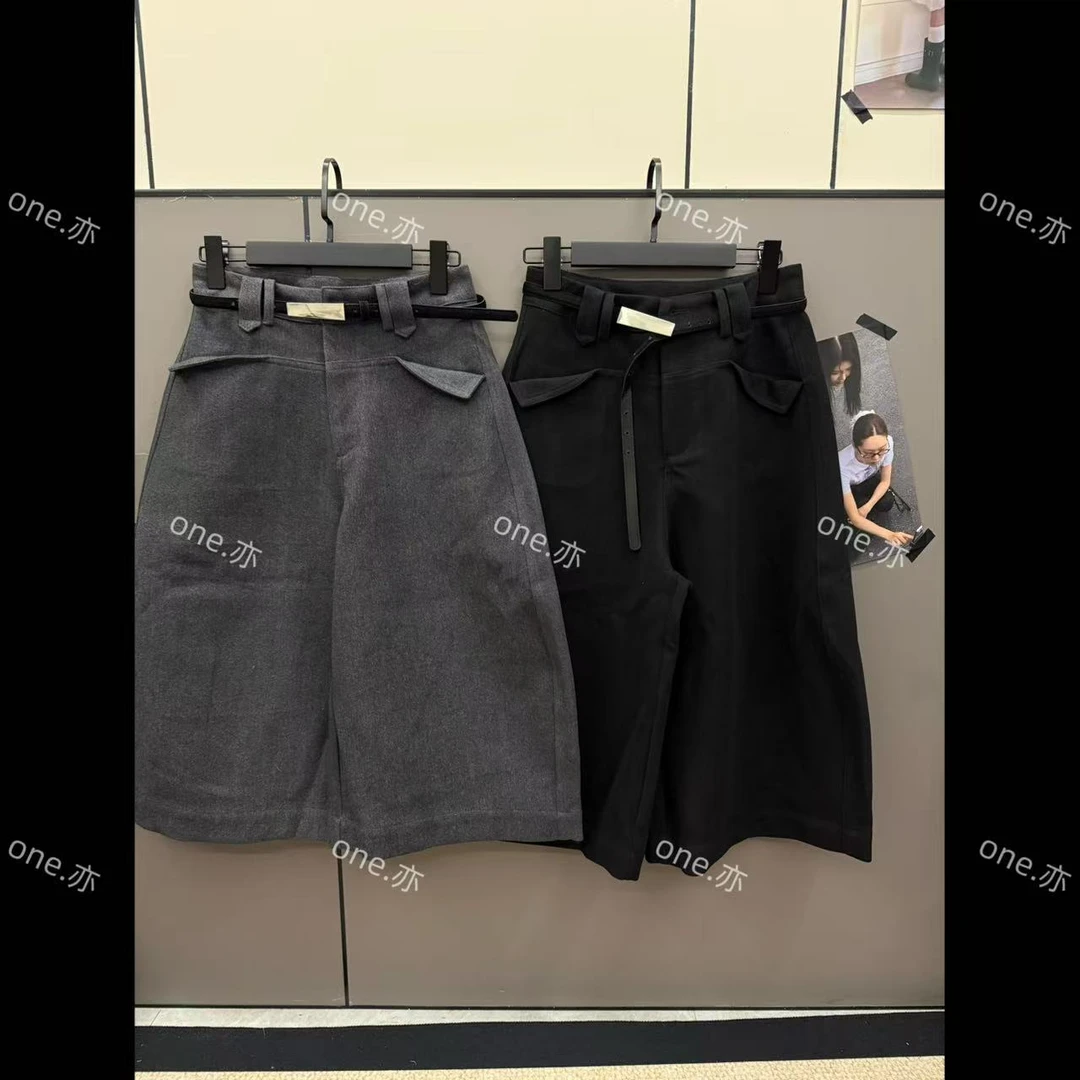 【一个亦】配腰带翻边口袋七分裤YF/66352