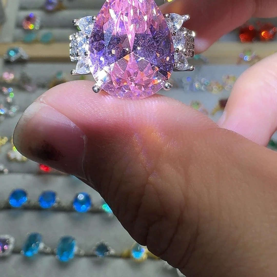 托帕石戒指银S925镶嵌