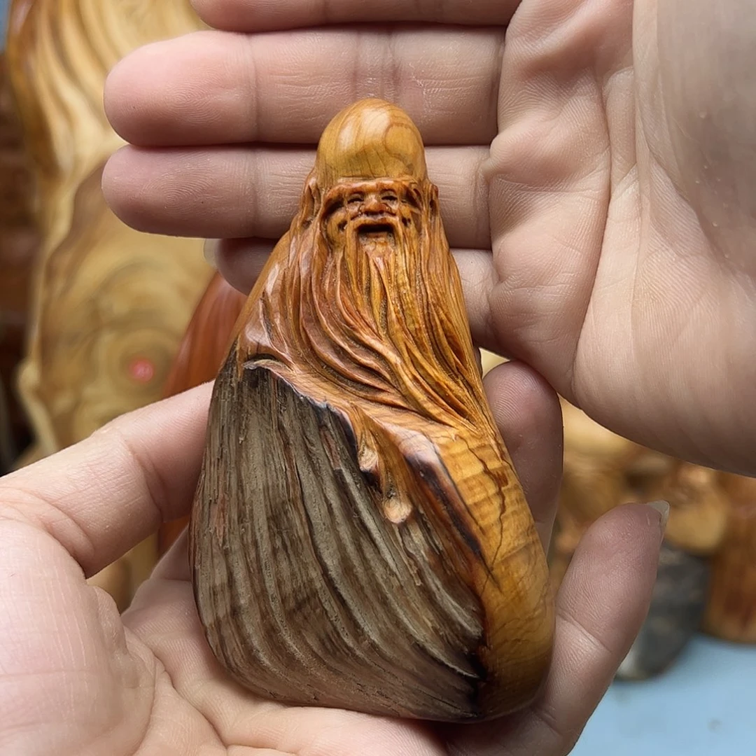 木糊****镜柏木摆件手把件