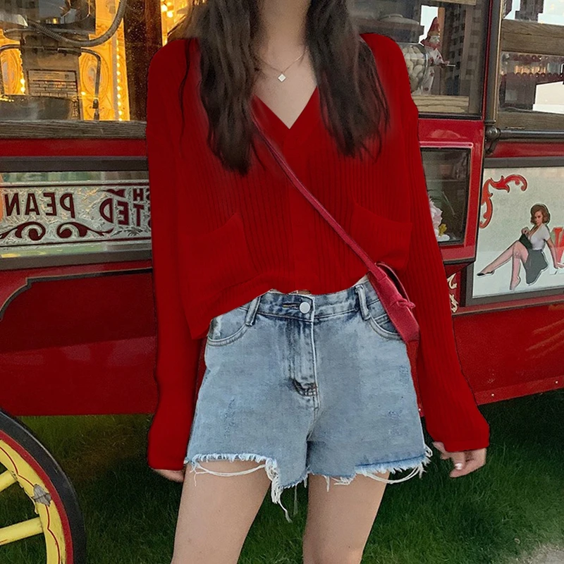 小香风红色洋气冰丝针织开衫女夏薄款配裙子辣妹上衣女夏季