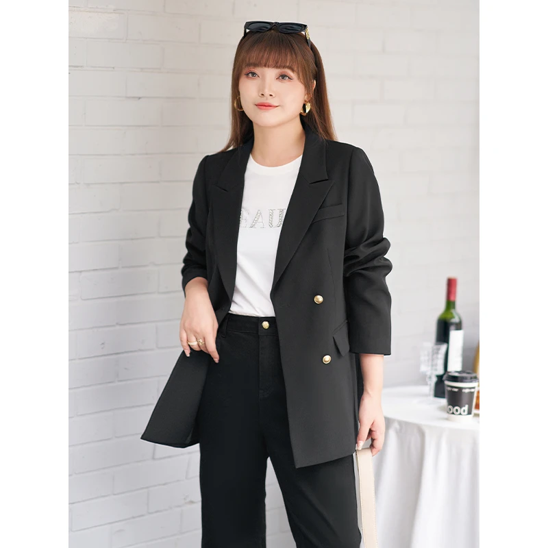 【轻职场西装外套】MsShe大码女装春季宽松中长款正肩西服M2309056