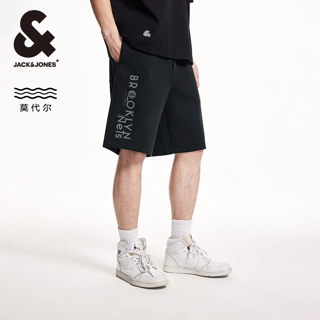 杰克琼斯NBA联名款秋季新款布鲁克林篮网队植绒字母休闲短裤男裤