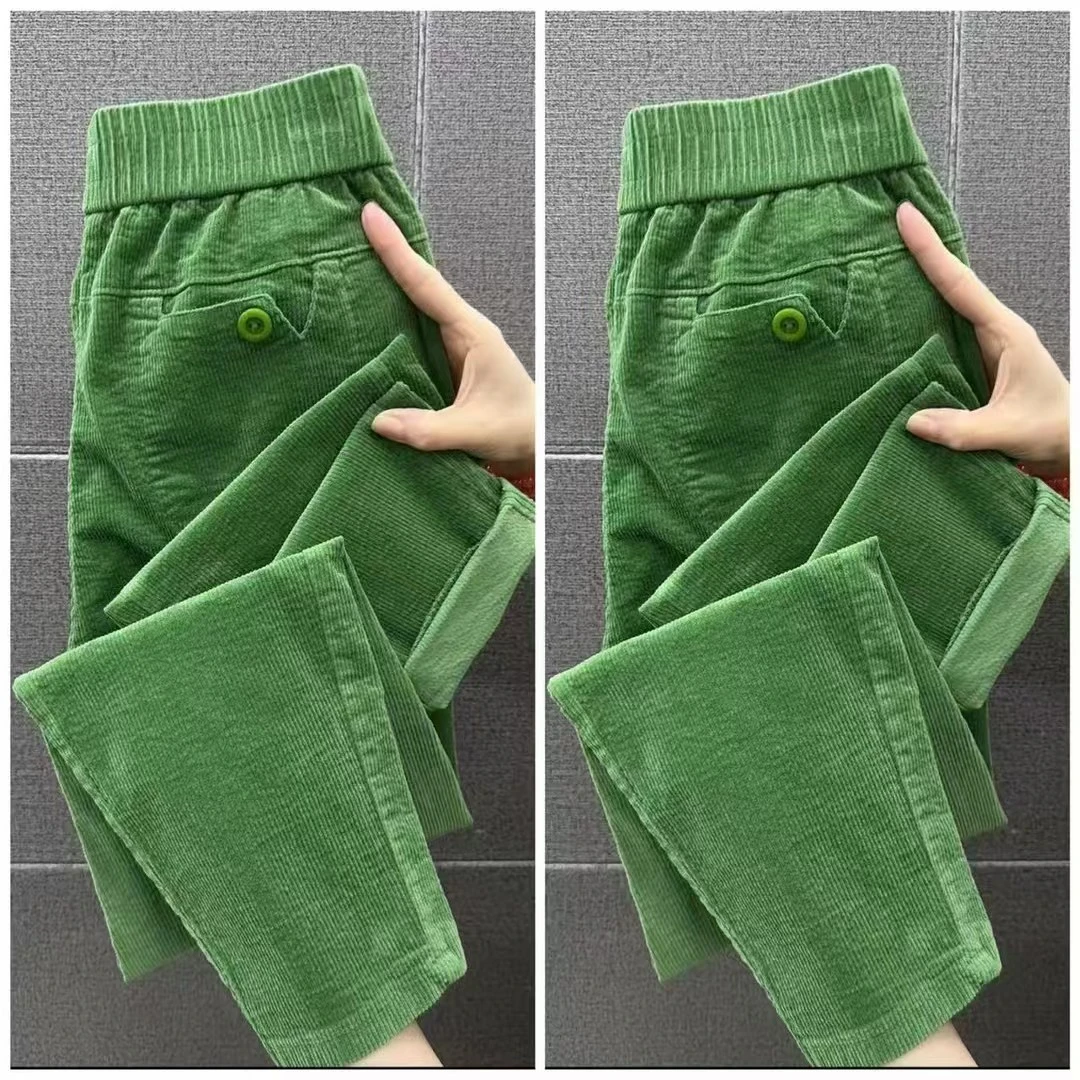 灯芯绒女裤哈伦裤秋冬新款加厚宽松高腰弹力萝卜裤高档休闲老爹裤