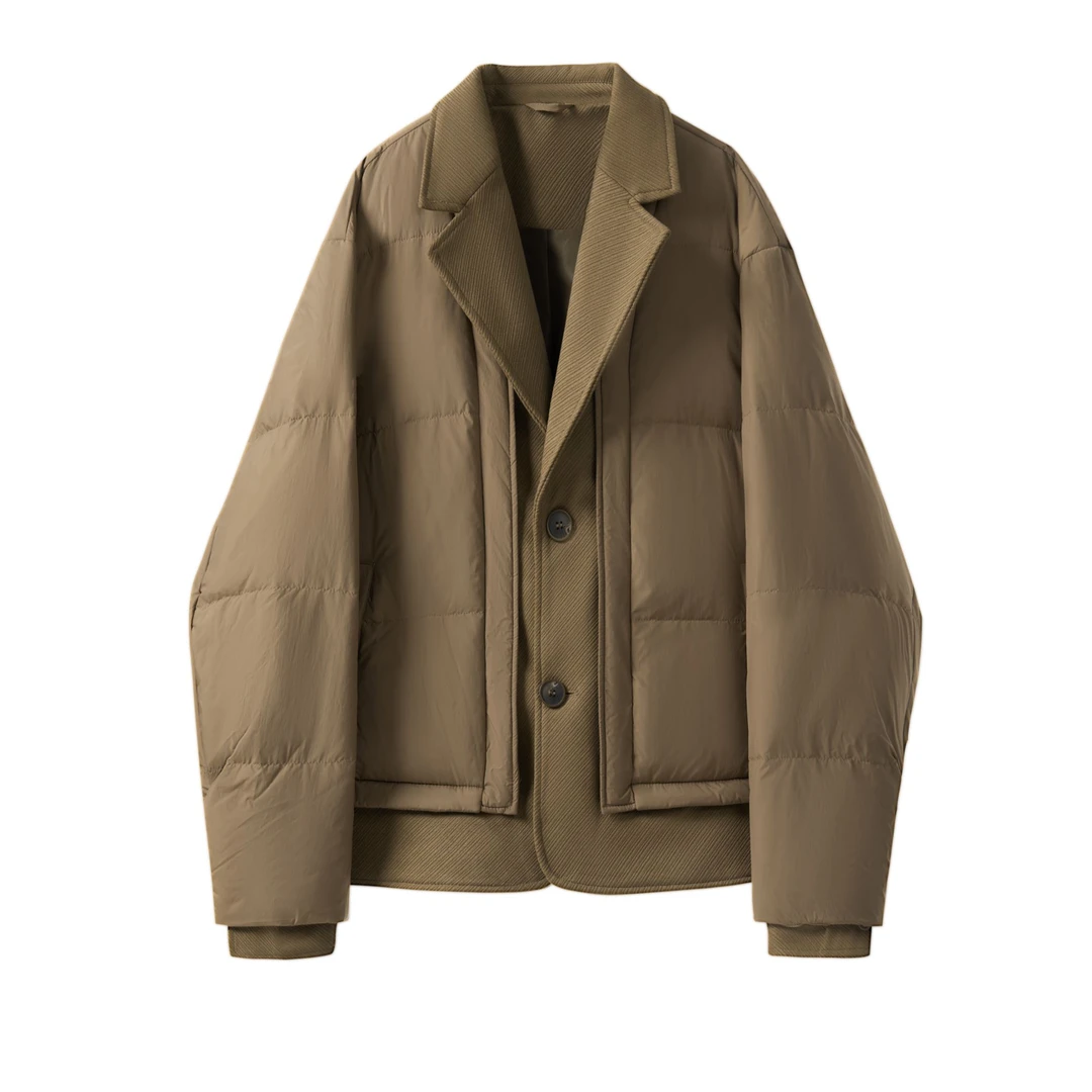 高级感短款西装款男士冬季轻薄休闲西装商务保暖夹克外套7211