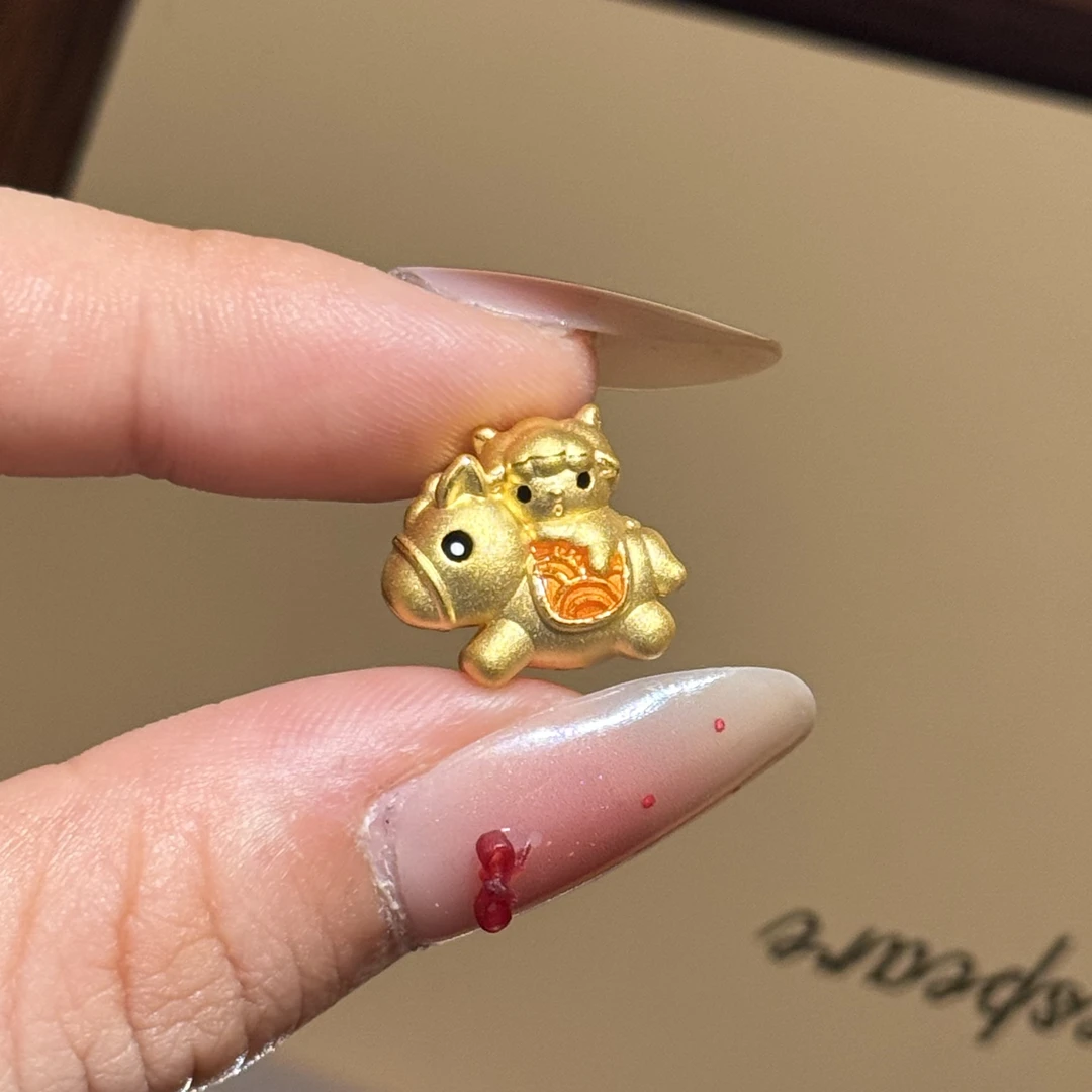 贝贝黄金 足金999 马六合 马羊 珐琅彩 转运珠 103