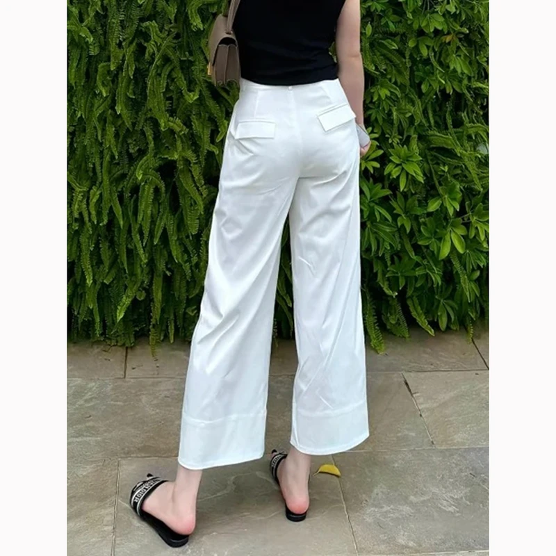 西装阔腿休闲裤子女夏季新款小个子高腰遮跨显瘦百搭直筒九分裤
