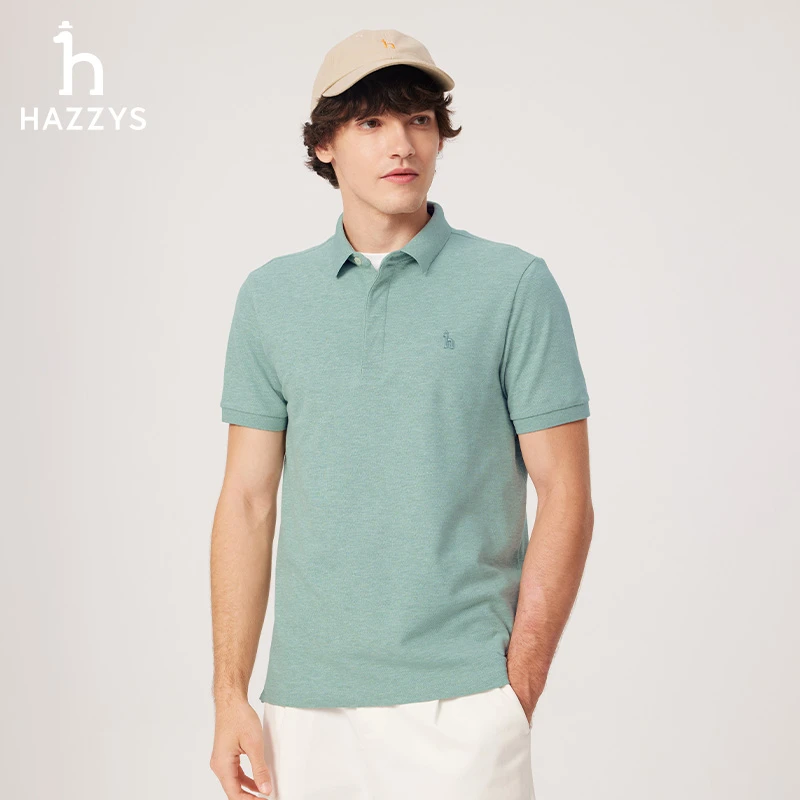 Hazzys哈吉斯夏季男士纯色POLO衫时尚休闲商务男装翻领短袖T恤