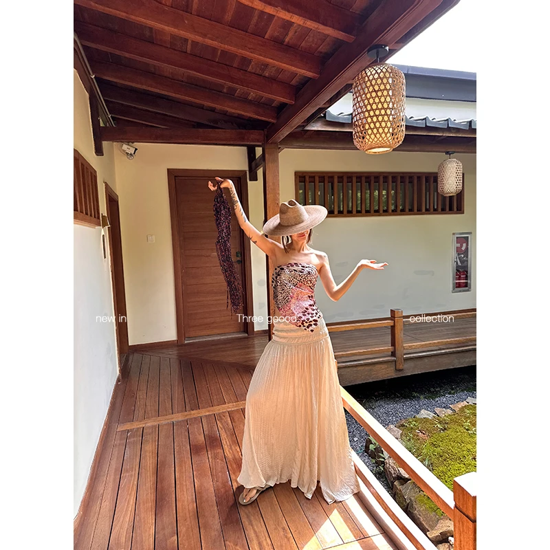 THREE GOOOD/三吉自带褶皱感伞摆半身裙法式仙女长半裙Y725G09335