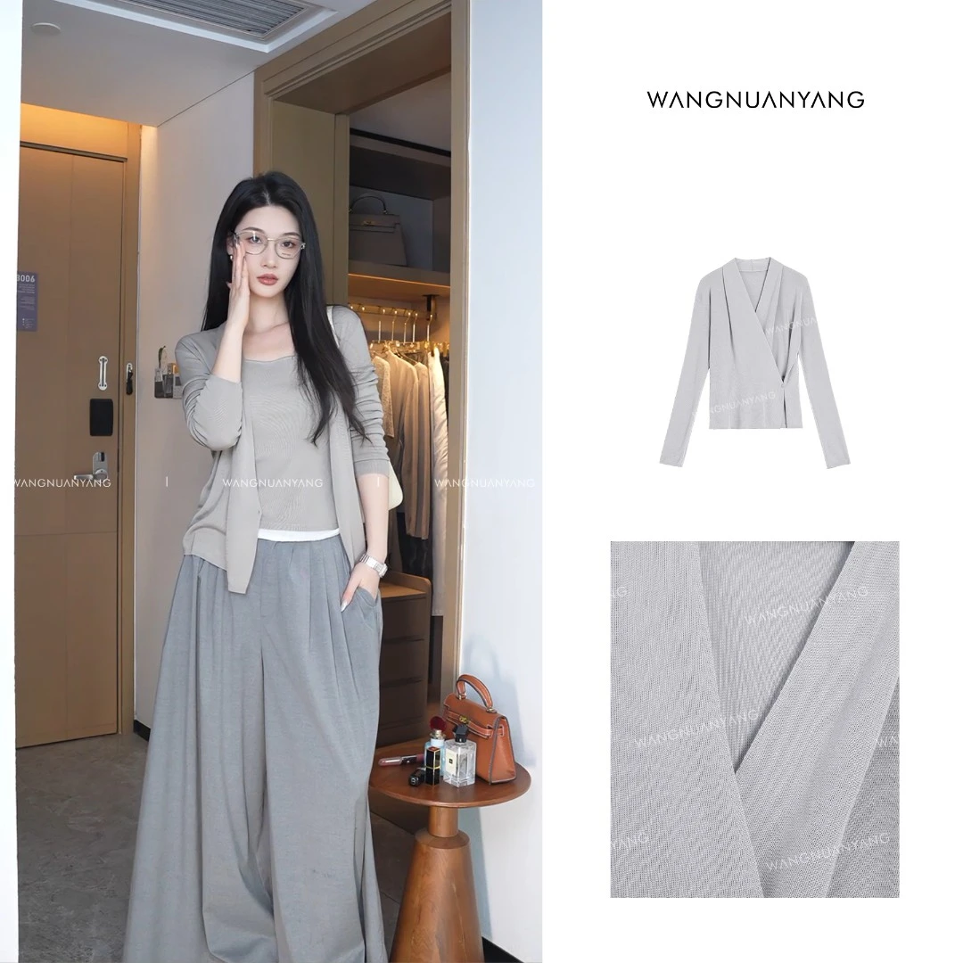 【WNY】淡淡风|设计感重叠门襟侧边单粒扣多穿法小衫开衫