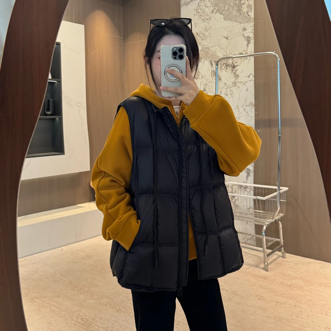 宿慕SUMU百搭90白鸭绒圆领羽绒马甲10-9新款时尚休闲羽绒马夹8609