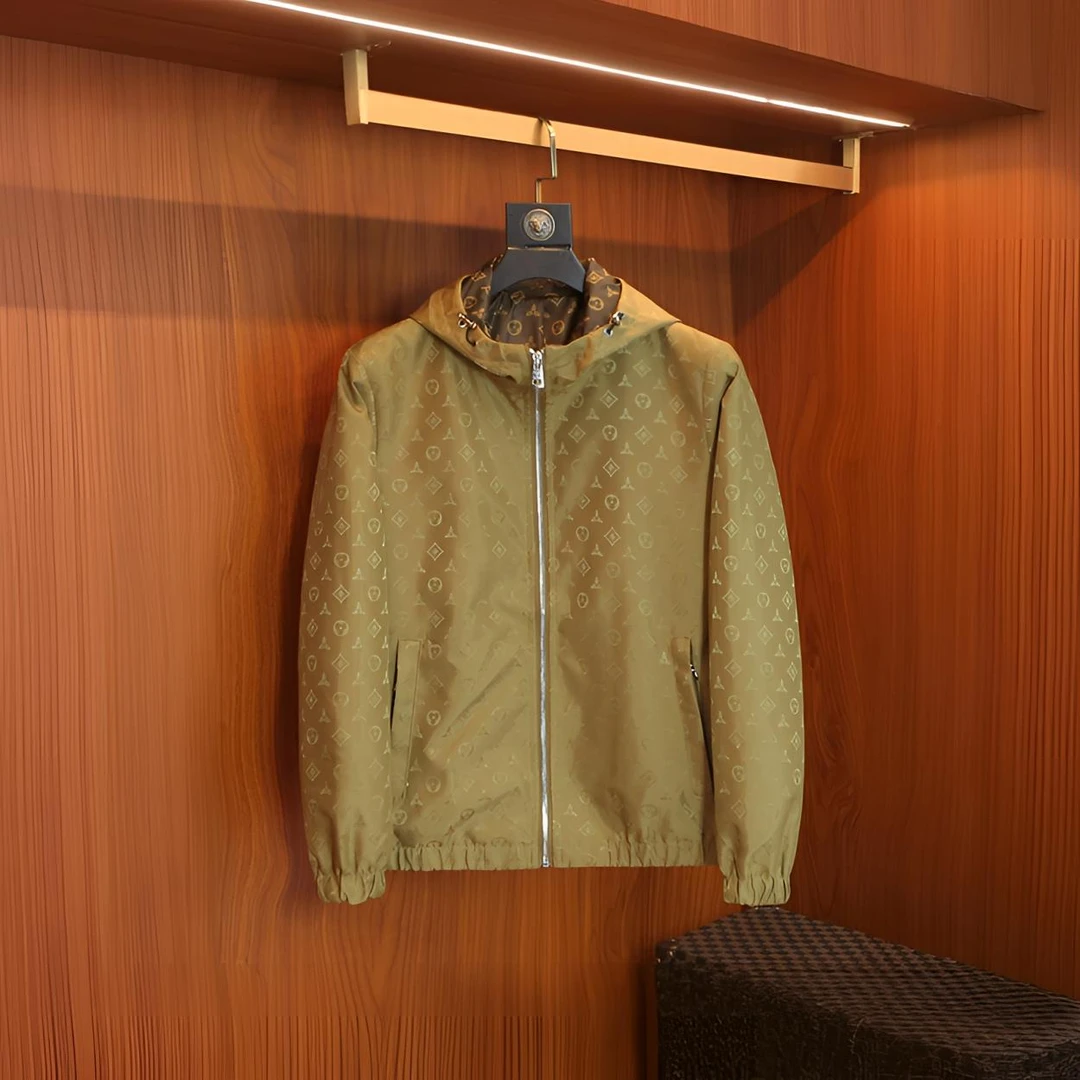 Tispair 欧货 潮牌新款男士提花连帽秋冬季碎花时尚休闲百搭夹克