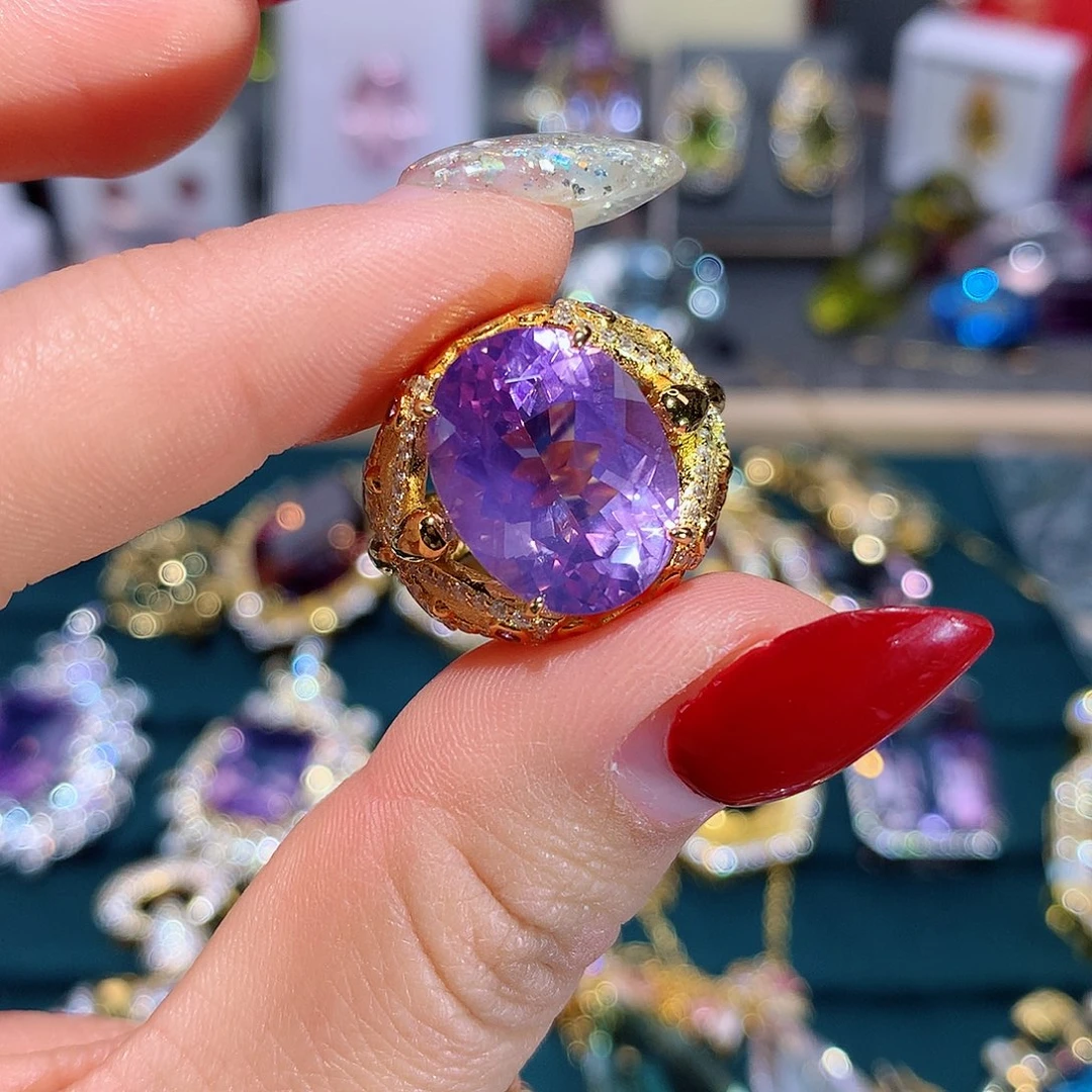 戒指银S925镶嵌水晶戒指