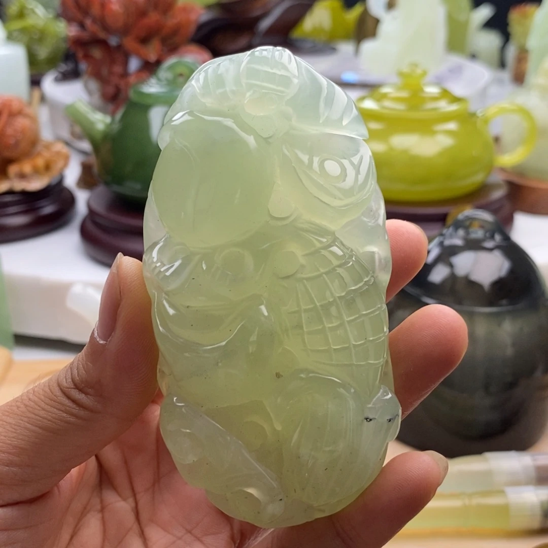 岫玉未镶嵌四大名玉手把件