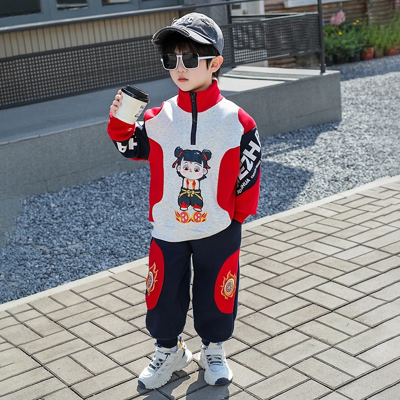 男童哪吒卫衣套装春款2025新款儿童洋气时尚秋装帅气潮宝宝两件套