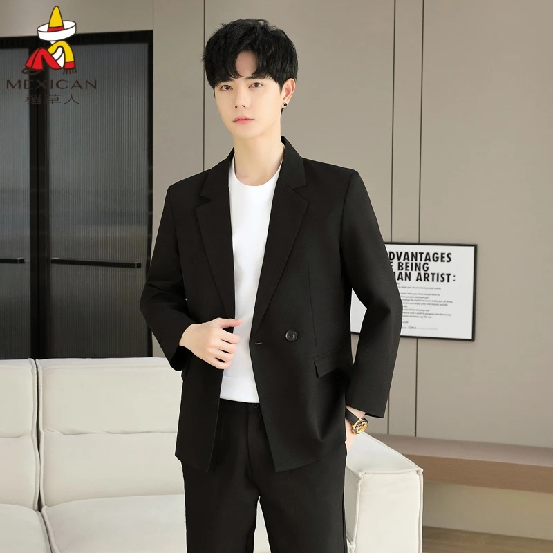 稻草人青少年高中生18岁成人礼服西装学院风学生正装西服男外套