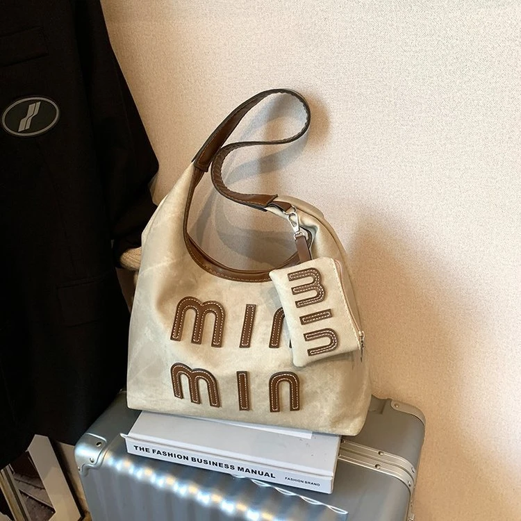 休闲通勤复古大容量包包女2025新款四季通勤牛仔布单肩包千新5883