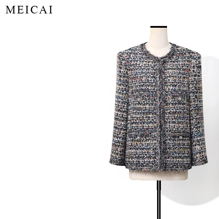 美裁 黑彩宝 时髦埃及系列 复古松弛重工链条花边廓形小香外套