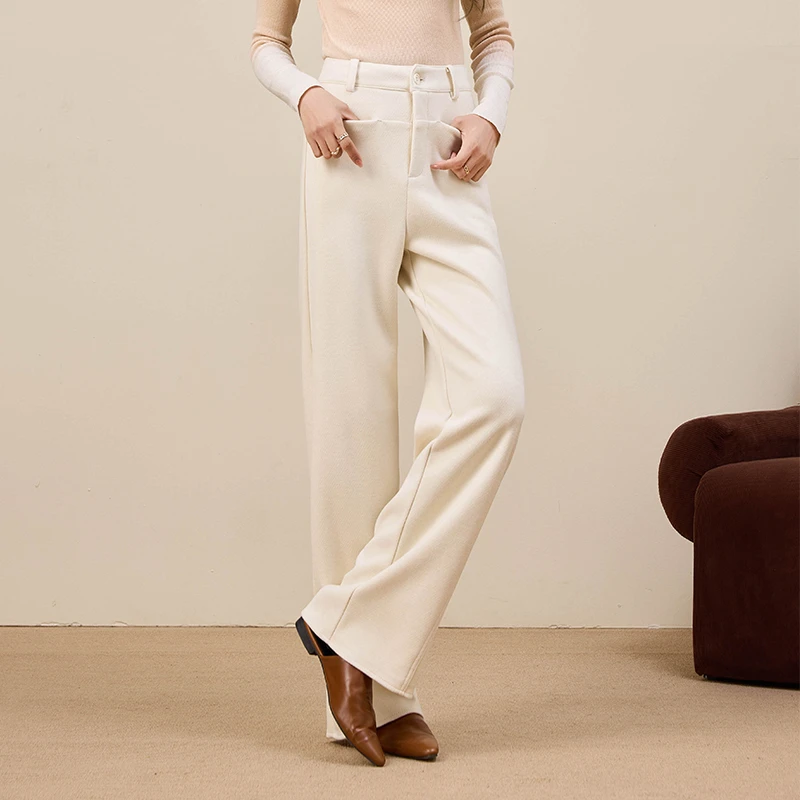 郑州2025加厚冬款垂感高腰直筒裤遮肉显瘦休闲裤宽松女裤子百搭