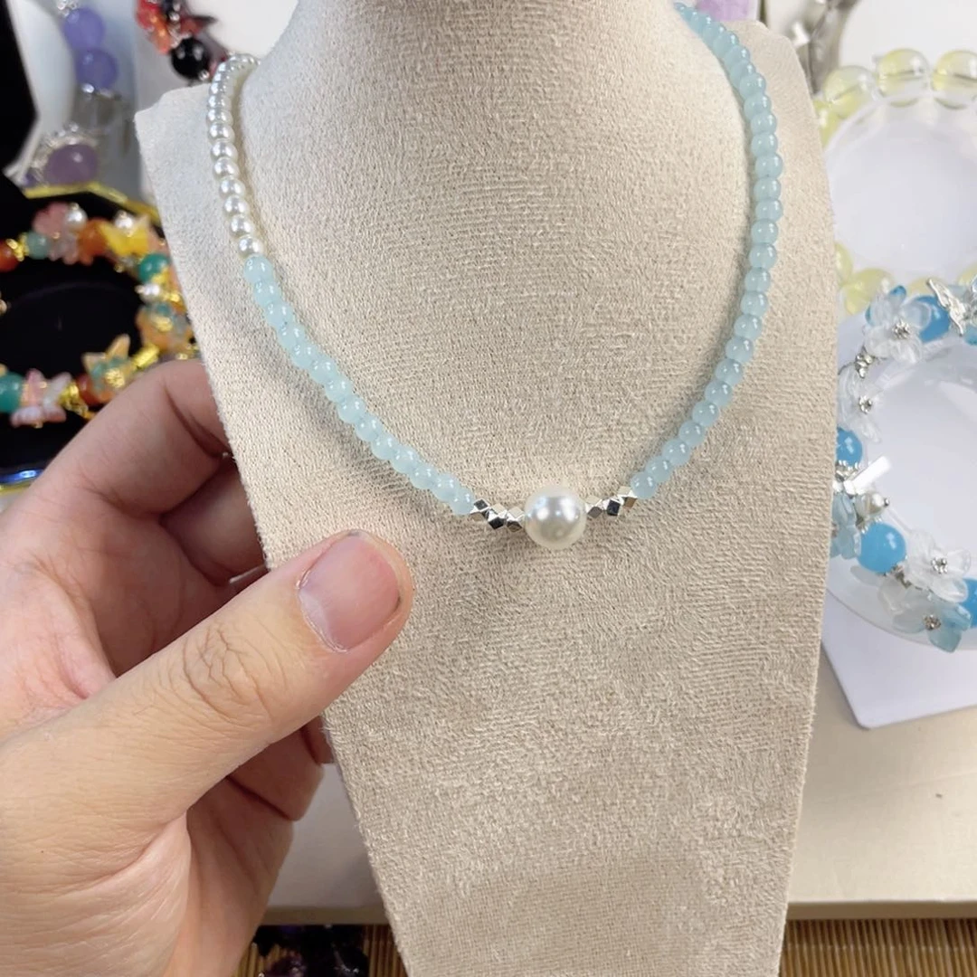 水晶手串银S800镀金镶嵌