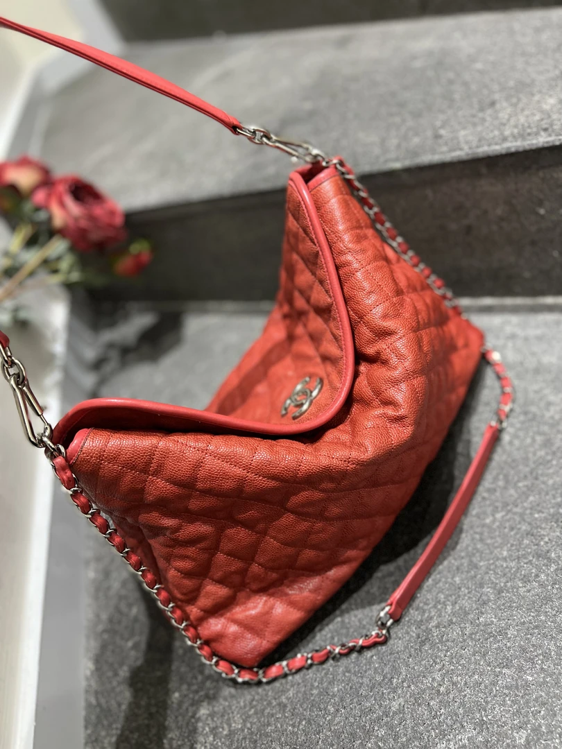 95新 Chanel/香奈儿 机场hobo单肩斜挎包长肩带