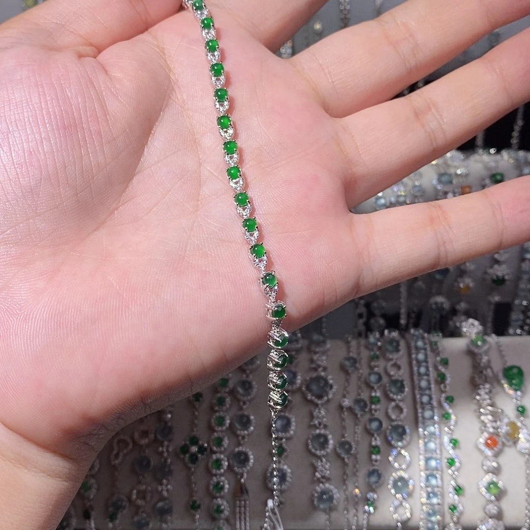 银S925镶嵌手链翡翠k kij