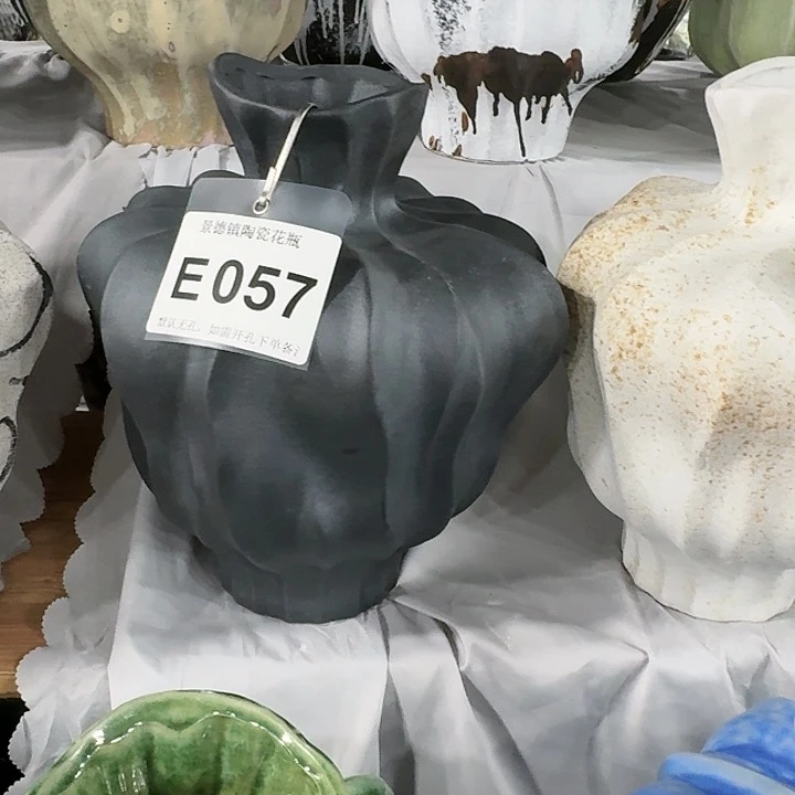 ～***子陶摆件景德镇高温花瓶编码e057高31口7默认无孔