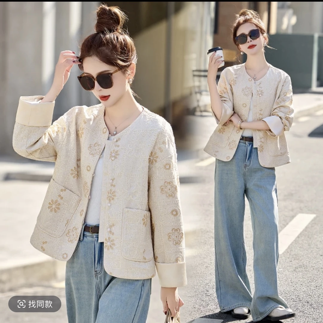 2025年春季麻料刺绣新款外套洋气中国风休闲潮牌女装