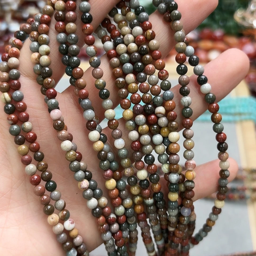 玛瑙/玉髓未镶嵌珠宝半成品卡4阿拉善圆珠一条