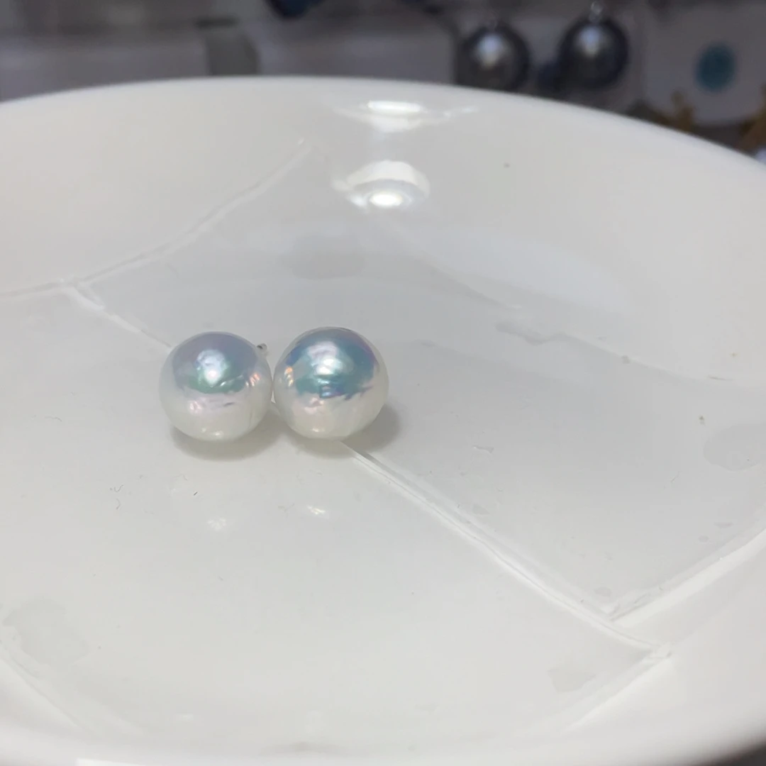 银S925镶嵌淡水珍珠耳饰1