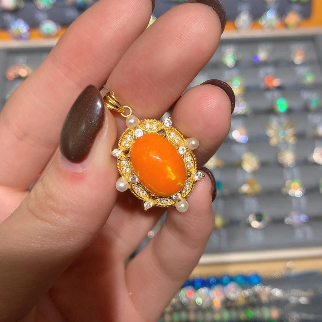 银S925镶嵌欧泊吊坠t