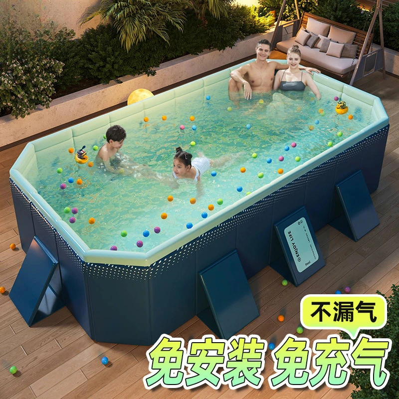 新款免充气游泳池免安装打开即用儿童洗澡池家用户外大型家庭水池