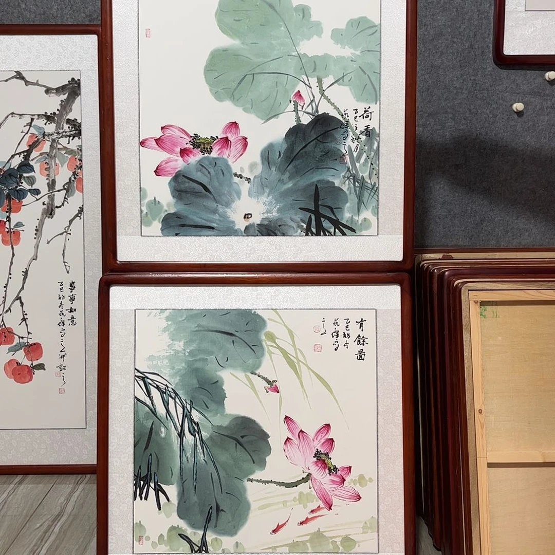 国画书画作品带框63×63