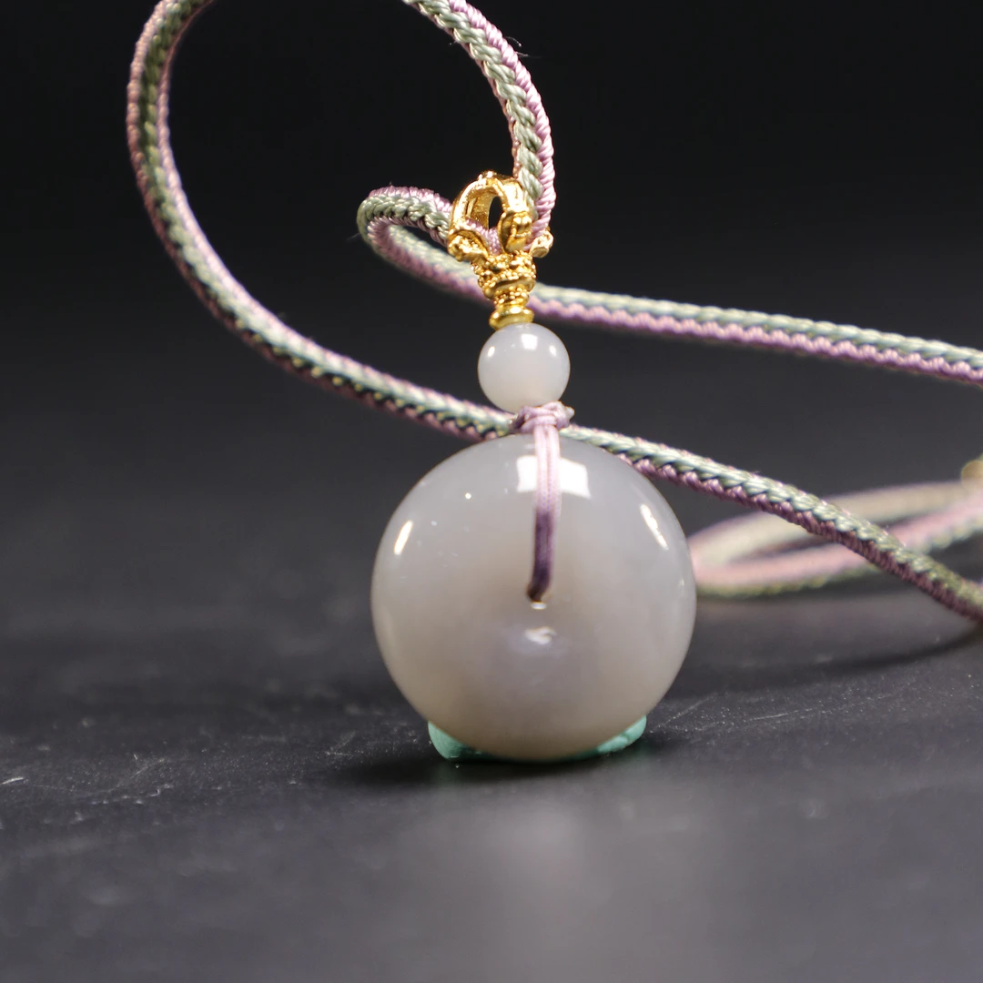 lot8802 和田玉烟紫平安扣/云南典藏