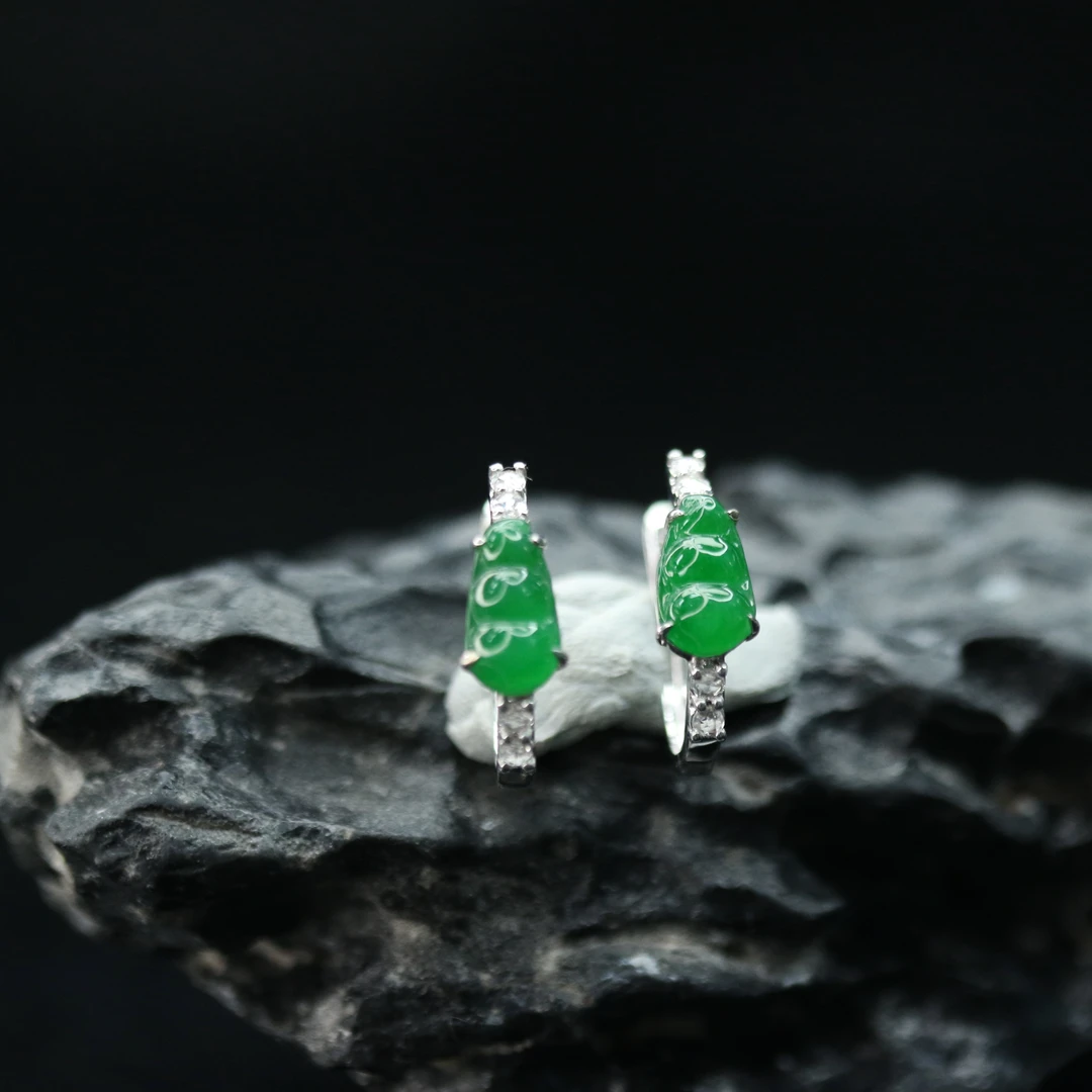 FC23天然缅甸翡翠A货18k耳饰/100578/保利厦门拍卖