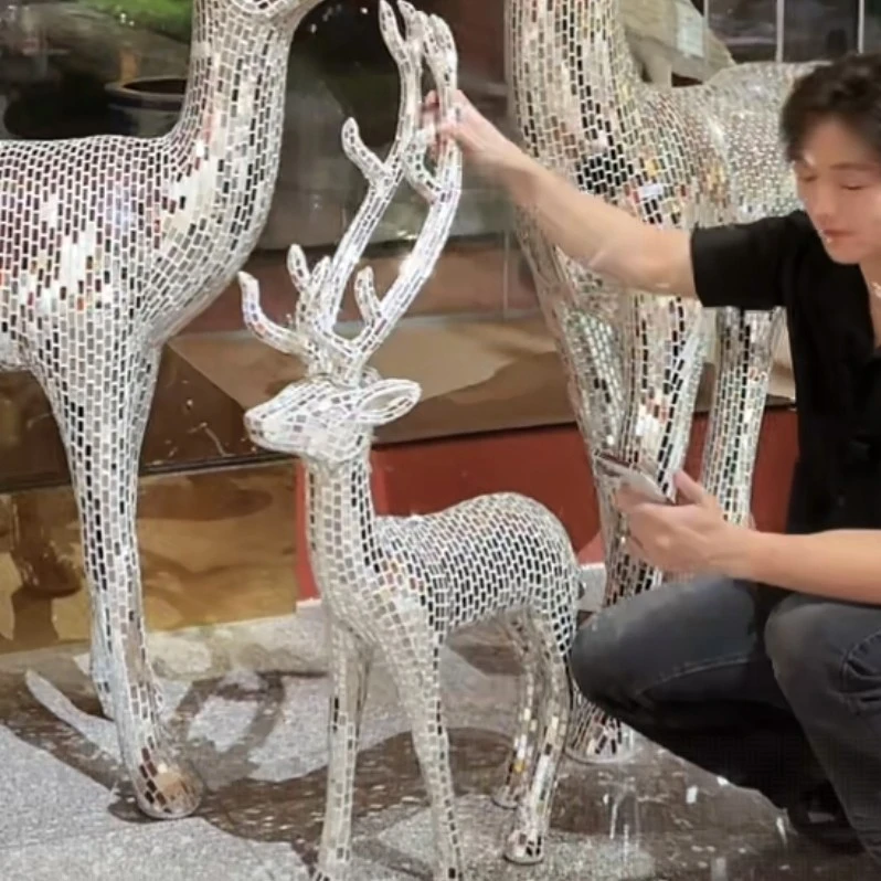 【阿佳专属】小鹿马赛克手工贴片装饰客厅玄关落地摆件