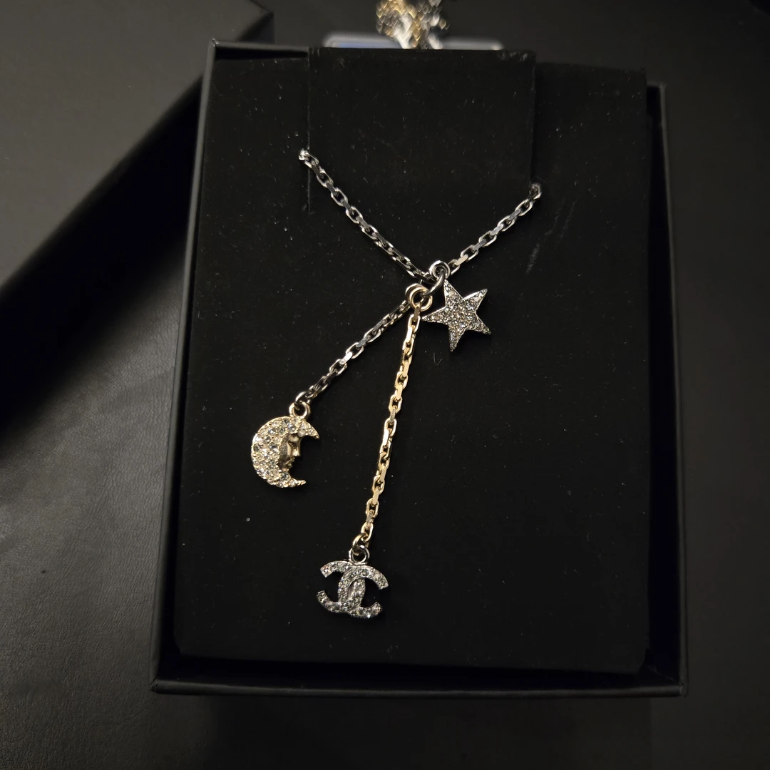 99新 Chanel/香奈儿 金银星星月亮双C项链