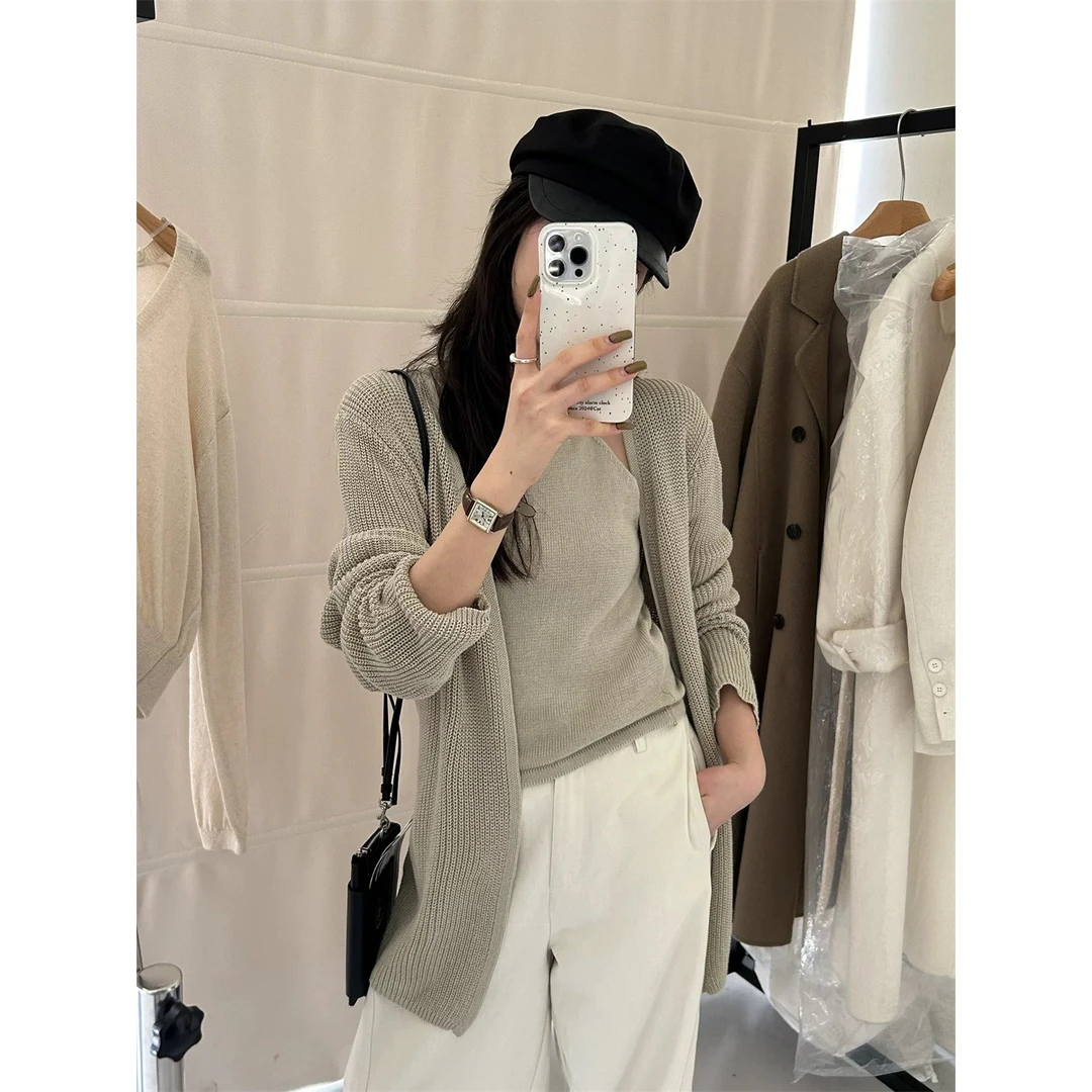 28180宽松型牛仔毛针织衫女针织衫慵懒风两件套毛衣