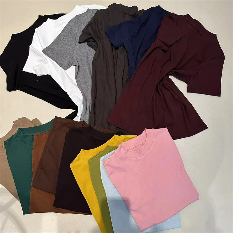 《优麦汇》N0209早春款纯色T恤显瘦百搭短袖圆领设计感时尚上衣款女