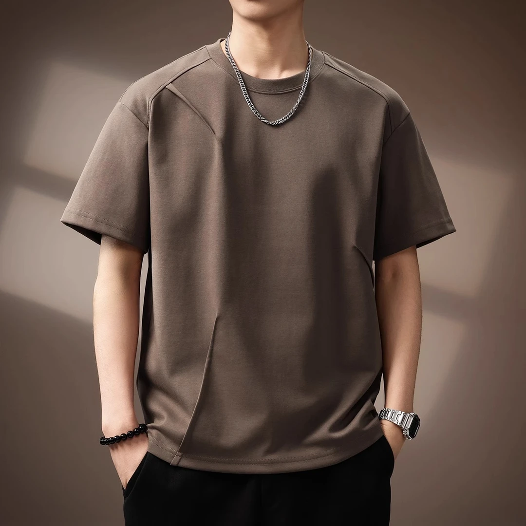 U&PURA高端设计感潮牌男款短袖T恤夏季复古宽松潮流时尚百搭t恤