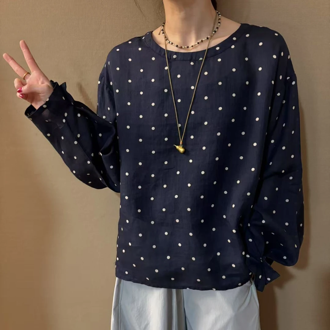 防晒显瘦波点小衫