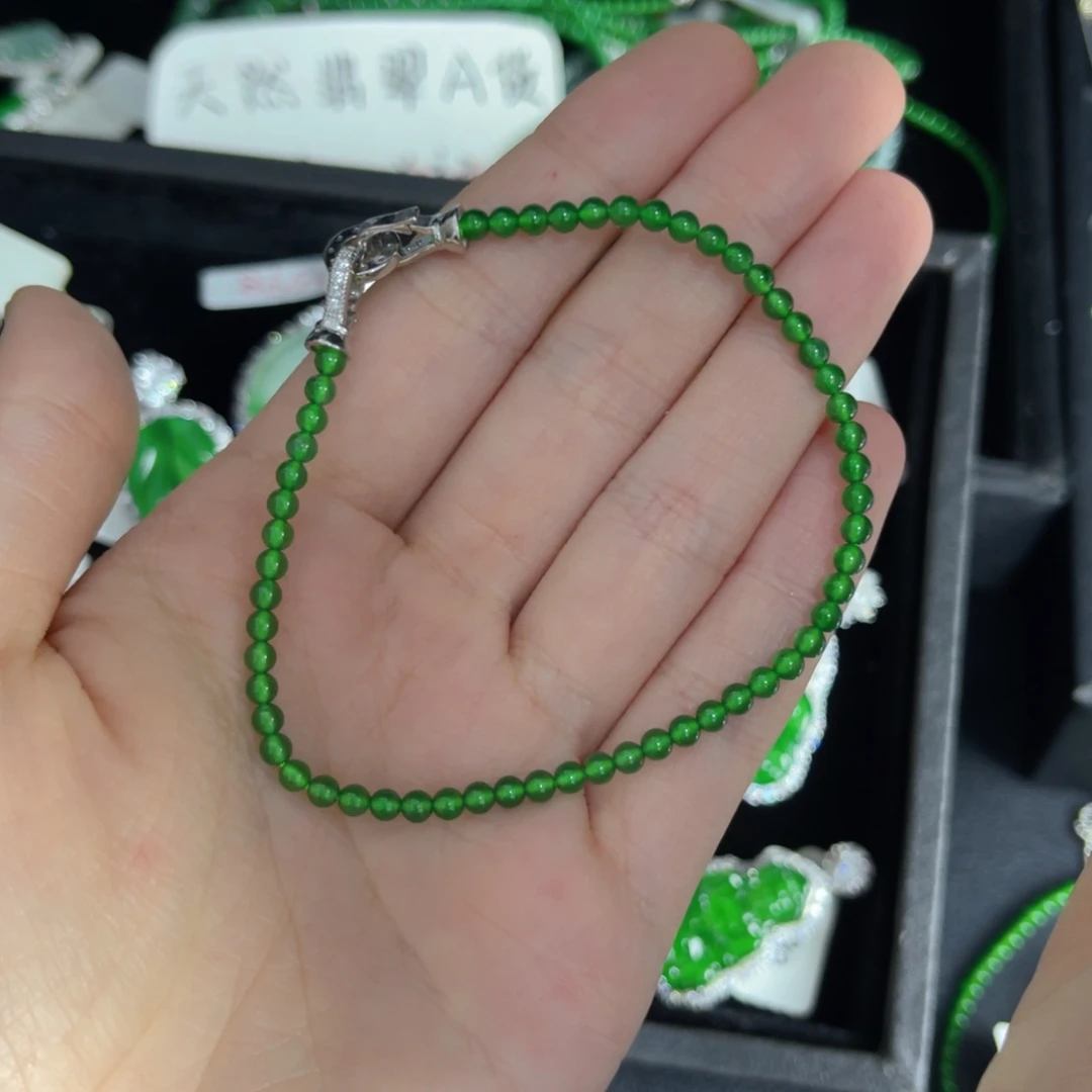 银S925镶嵌戒指翡翠小米珠手链