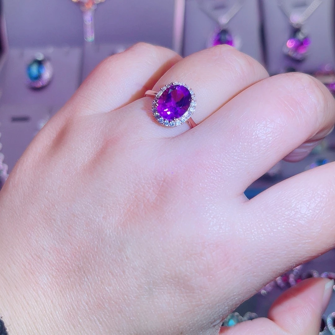 银S925镶嵌戒指紫晶