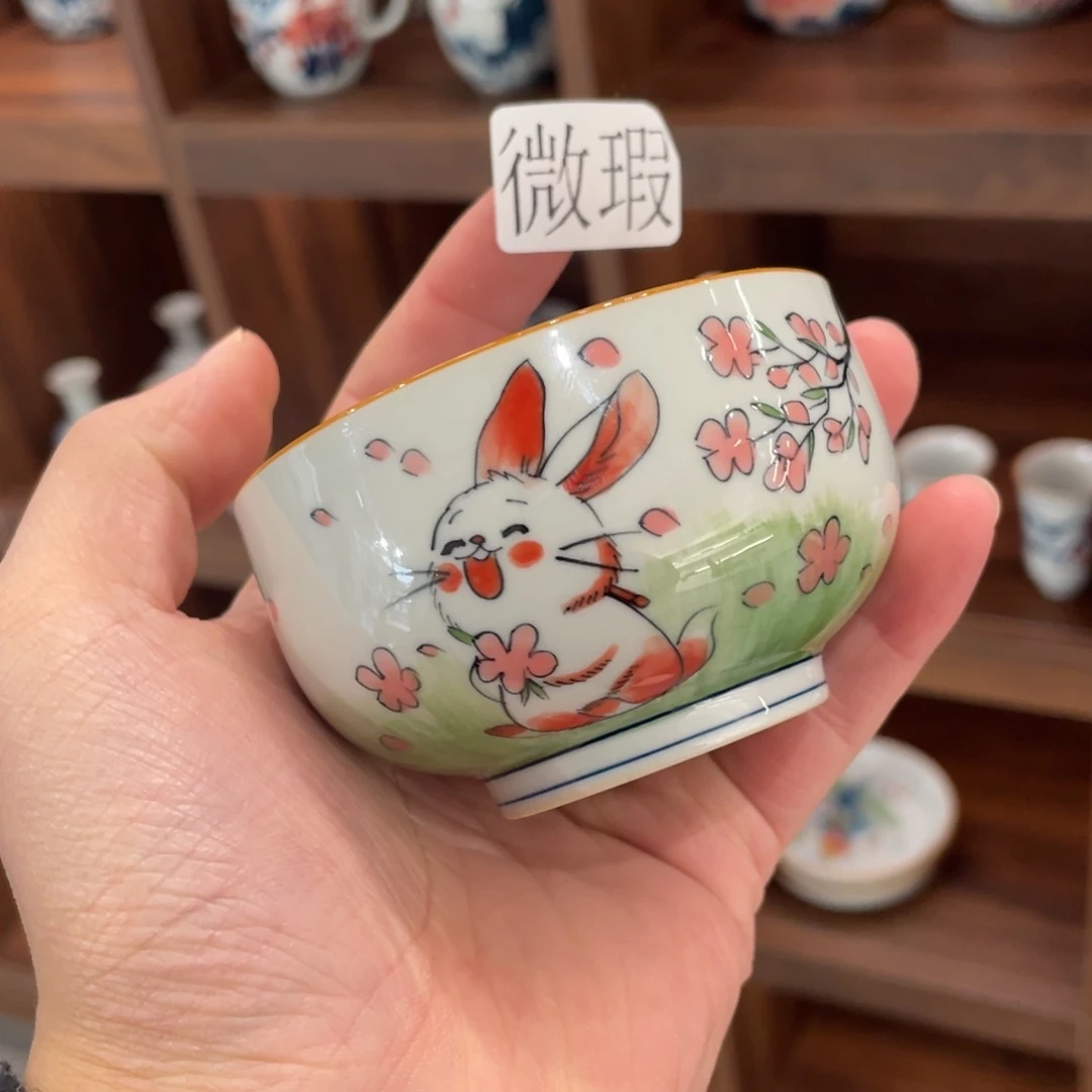 釉下手绘茶具微瑕