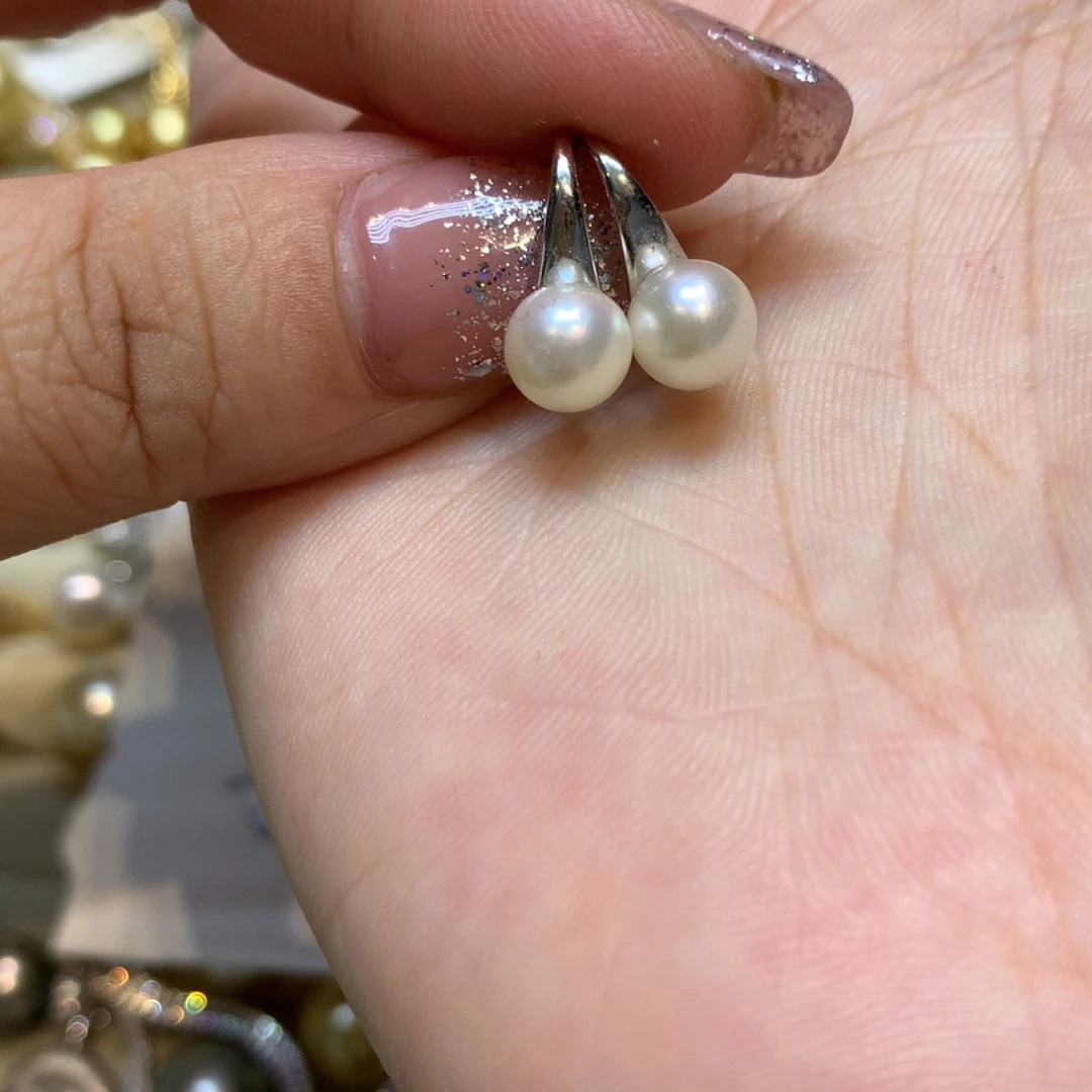 银S925镶嵌海水珍珠耳饰