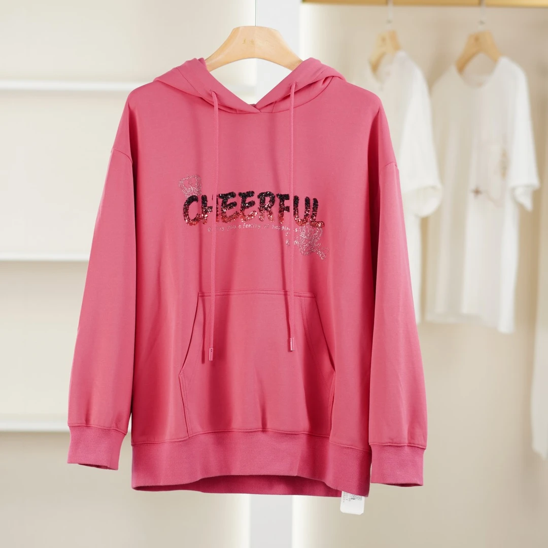 麦迪尚品【依X】50803217 休闲百搭连帽卫衣春季女装品牌折扣