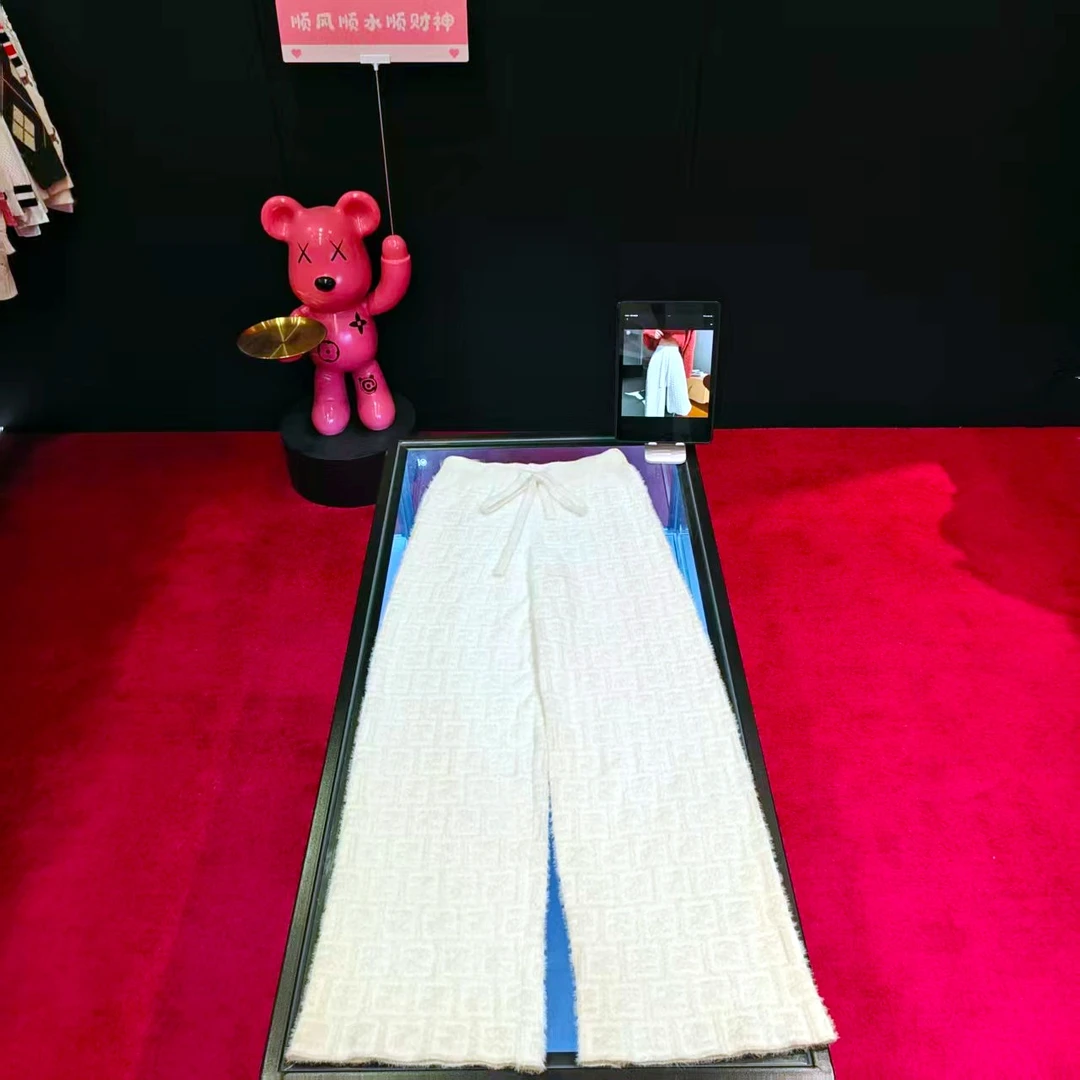 +122新款时尚提花显瘦白色休闲裤高腰休闲百搭女士夏季垂感